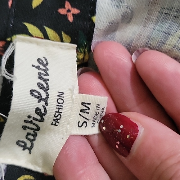 LaVie Lente Black Sloth Floral Print Collared Sleeveless Dress Size S/M - Picture 6 of 7